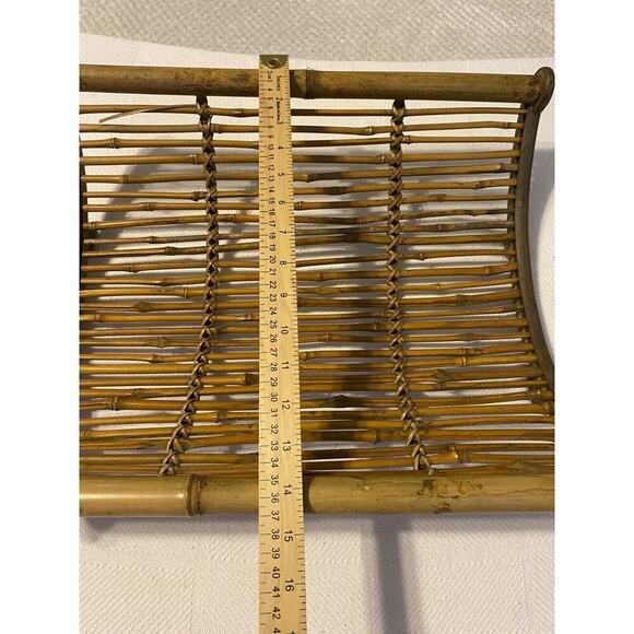 Vintage MCM Bamboo Basket Wood Slat Oval Mid Century Modern Decor fruit ,magzine - Picture 2 of 5